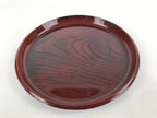 Japanese Lacquer Replica Resin Serving Tray Vtg Small Round Obon Brown L149