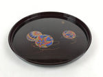 Japanese Lacquer Replica Round Serving Tray Vtg Temari Ball Obon Resin L16