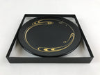 Japanese Lacquer Replica Round Serving Tray Vtg Water Ripple Ryusui Resin L18