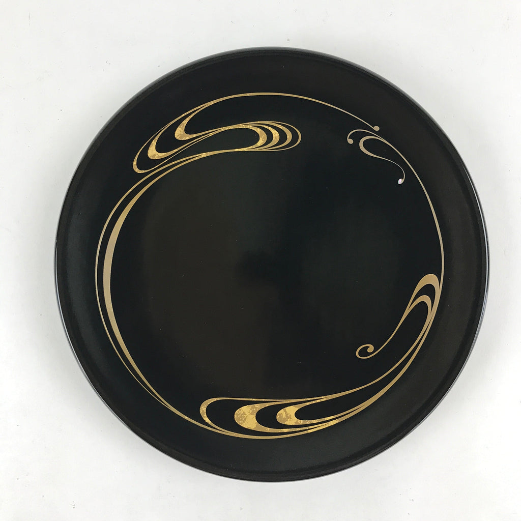 Japanese Lacquer Replica Round Serving Tray Vtg Water Ripple Ryusui Resin L18