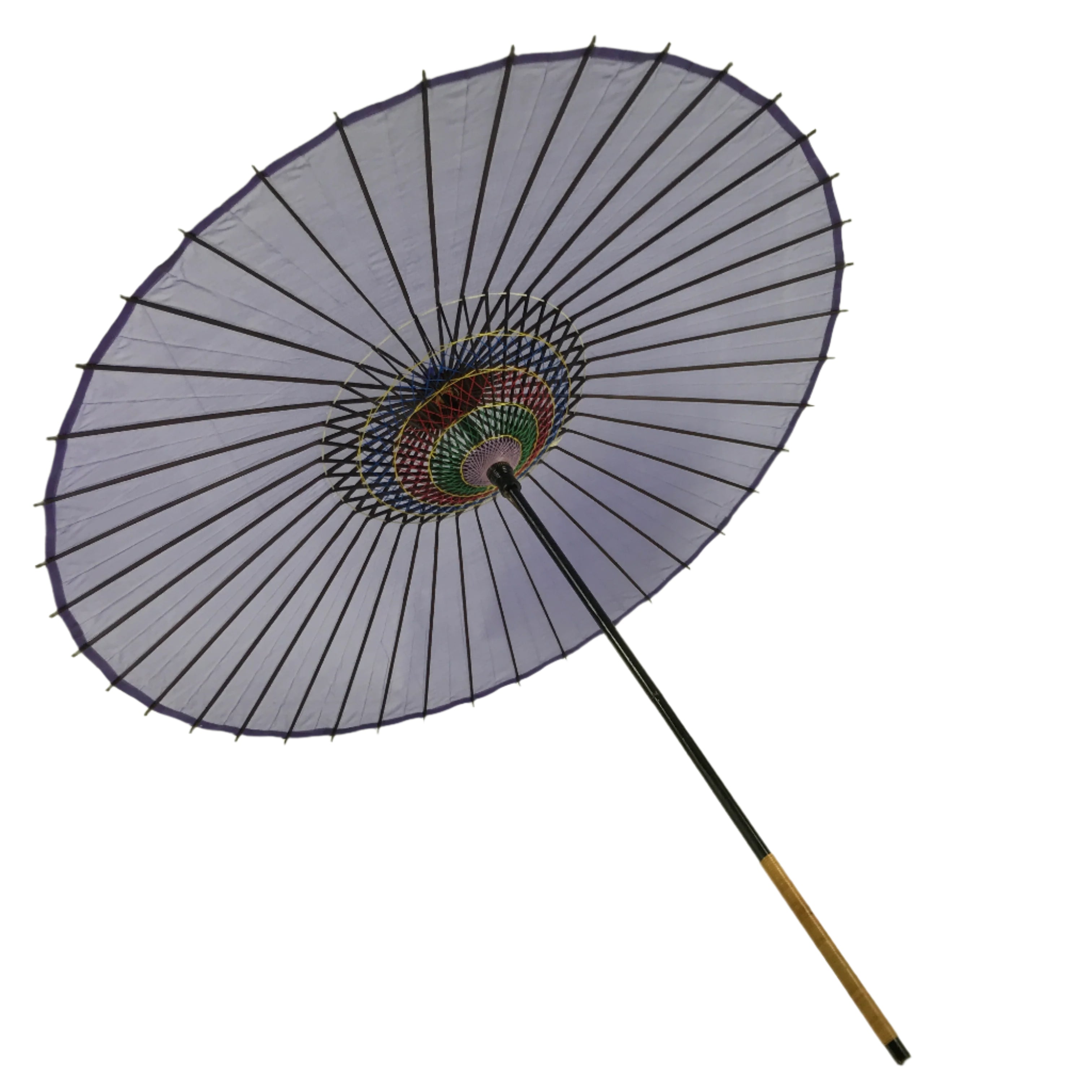 Japanese Lacquer Umbrella Parasol Vtg Wagasa Maigasa Geisha Fabric Purple JK857