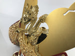 Japanese Lacquer Wood Boxed Kabuto Samurai Helmet Vtg Display Gold Dragon ID660