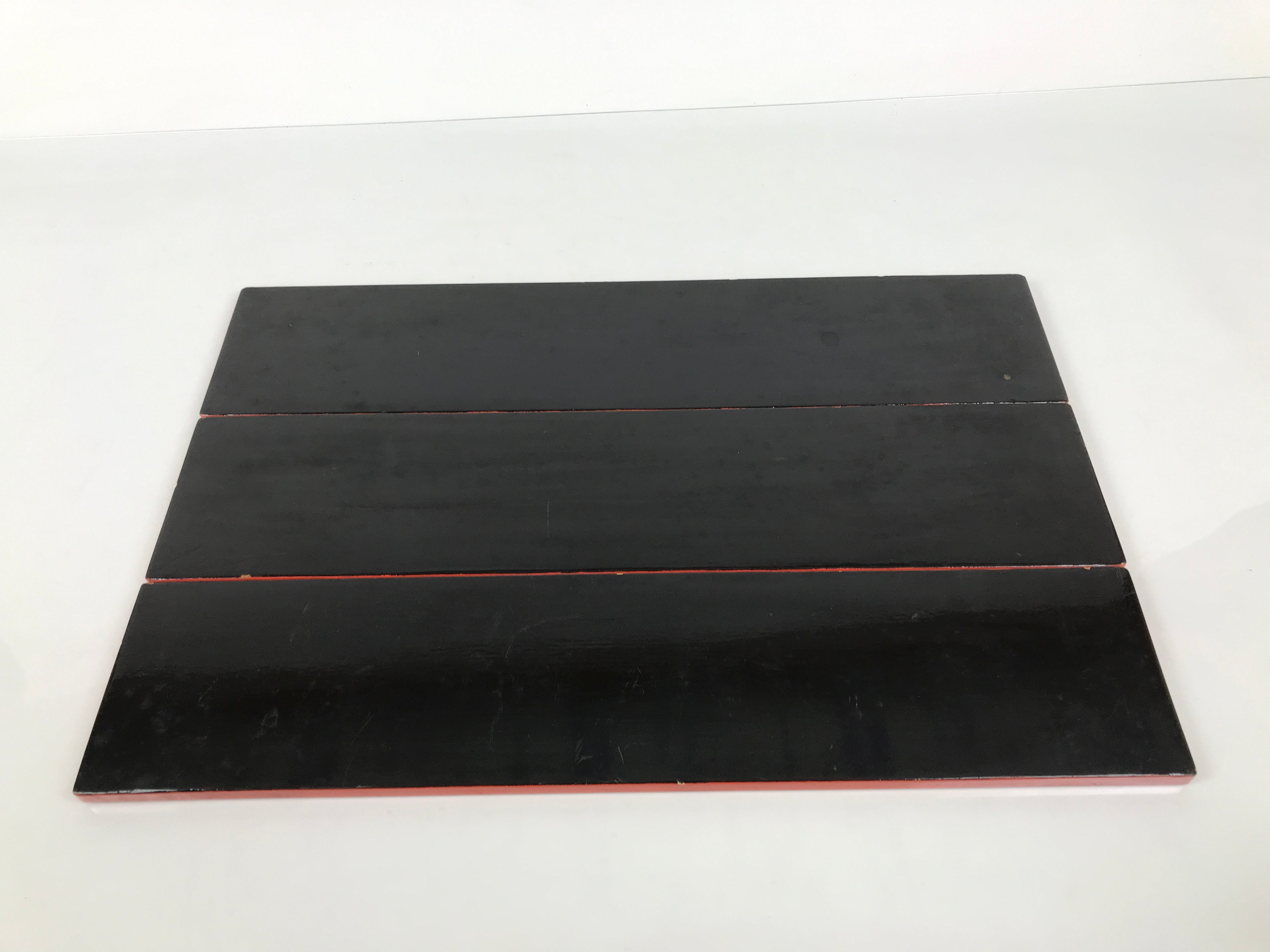 Japanese Lacquer Wood Flower Vase Stand Vtg Kadai Board Ikebana Black Red WT596