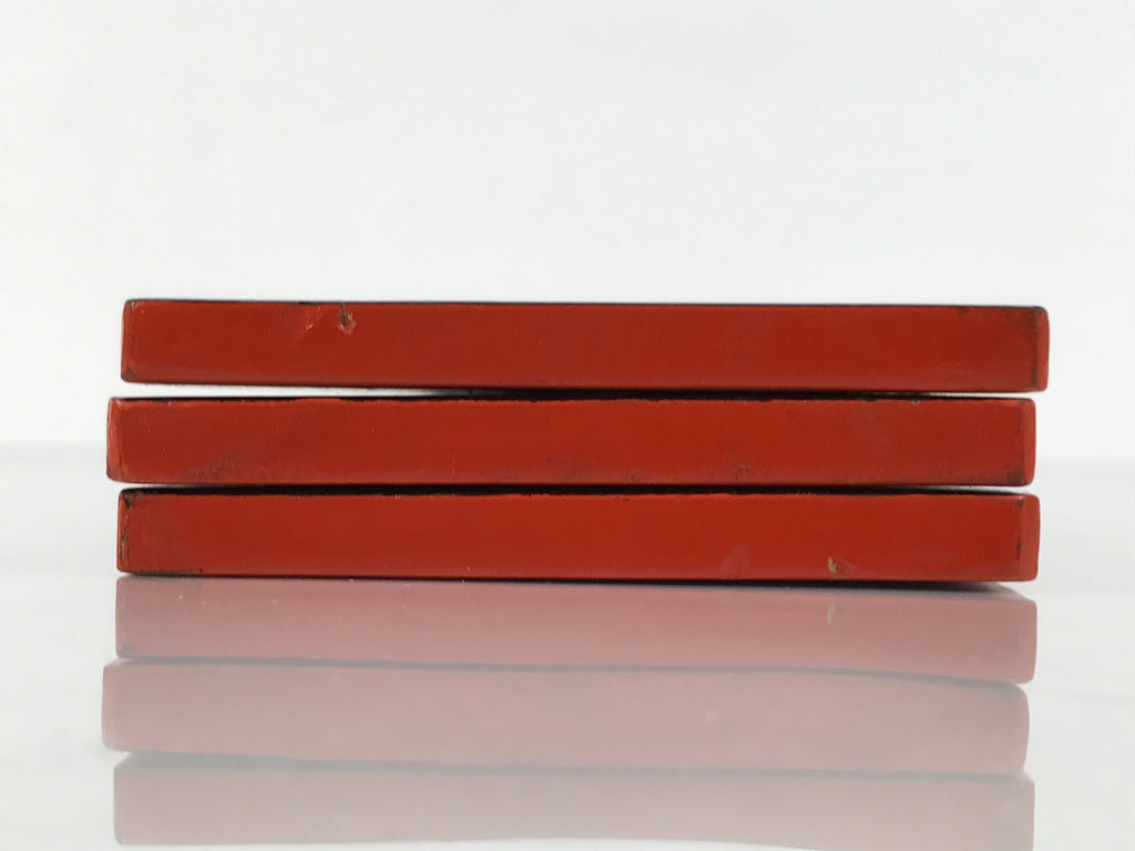 Japanese Lacquer Wood Flower Vase Stand Vtg Kadai Board Ikebana Black Red WT596