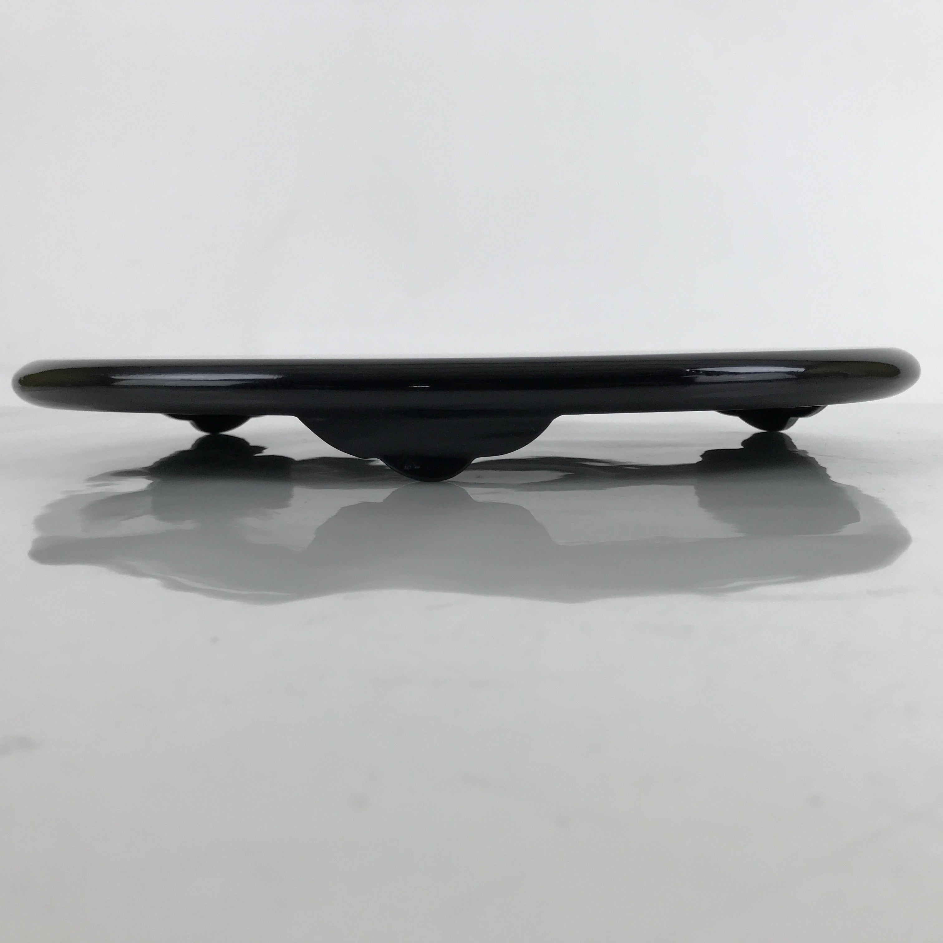 Japanese Lacquer Wood Flower Vase Stand Vtg Oval Black Kadai Ikebana WT540