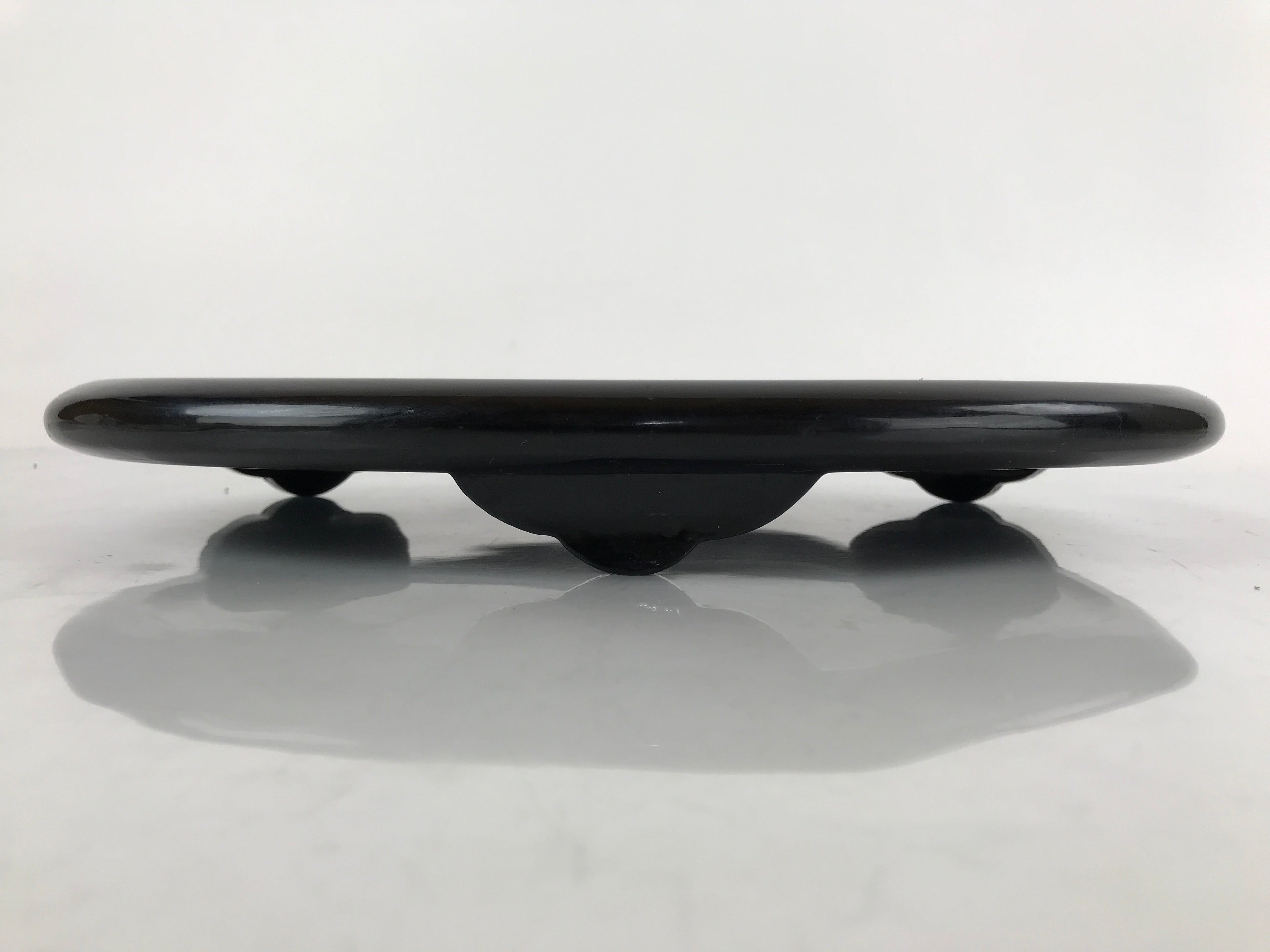 Japanese Lacquer Wood Flower Vase Stand Vtg Oval Makie Waves Kadai Ikebana WT516