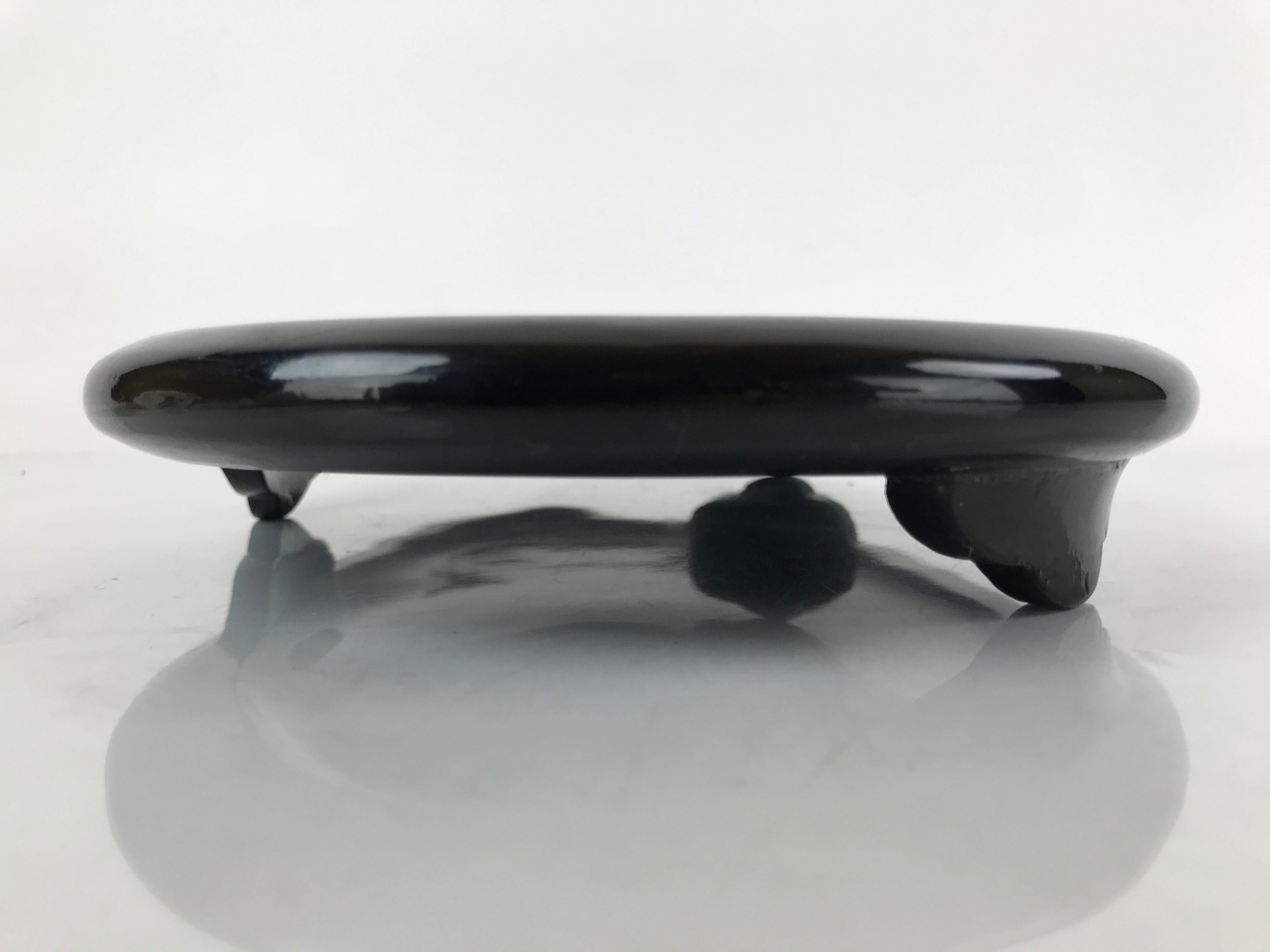 Japanese Lacquer Wood Flower Vase Stand Vtg Oval Makie Waves Kadai Ikebana WT516