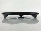 Japanese Lacquer Wood Flower Vase Stand Vtg Oval Makie Waves Kadai Ikebana WT516