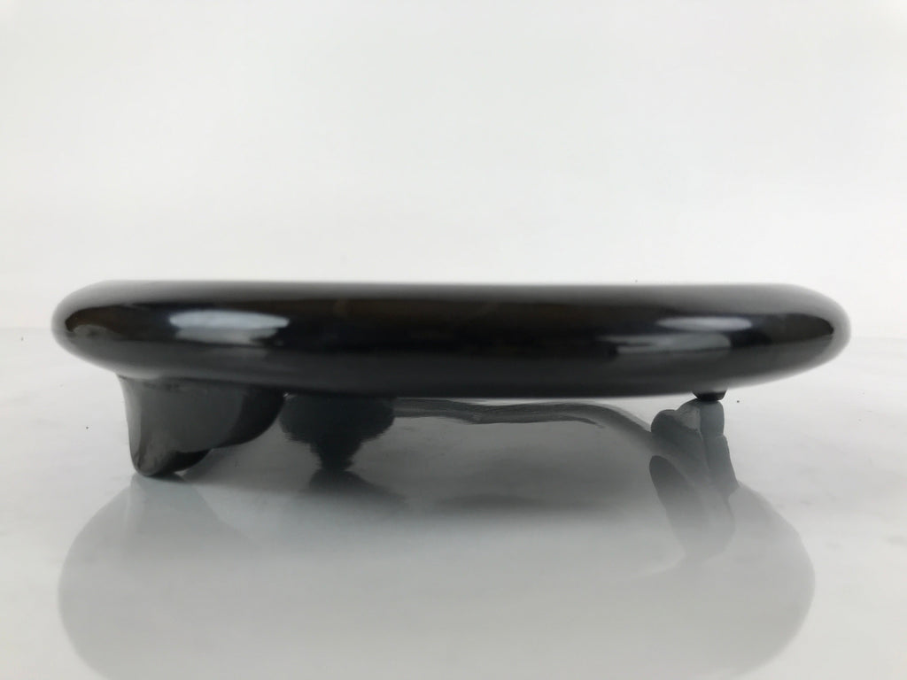 Japanese Lacquer Wood Flower Vase Stand Vtg Oval Makie Waves Kadai Ikebana WT516