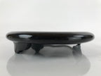 Japanese Lacquer Wood Flower Vase Stand Vtg Oval Makie Waves Kadai Ikebana WT516