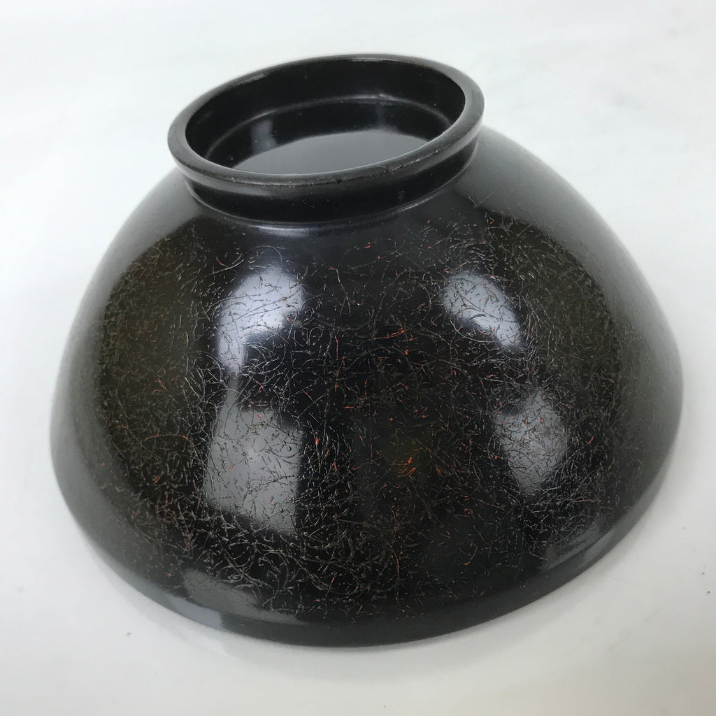 Japanese Lacquer Wood Lidded Bowl Nimonowan Vtg Makie Bird Black Gold LB122