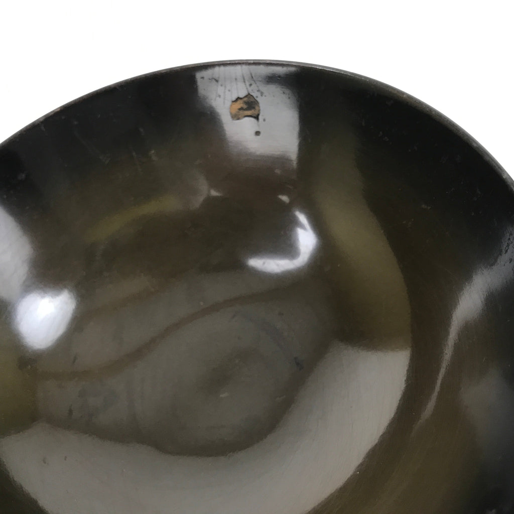 Japanese Lacquer Wood Lidded Bowl Nimonowan Vtg Makie Bird Black Gold LB122