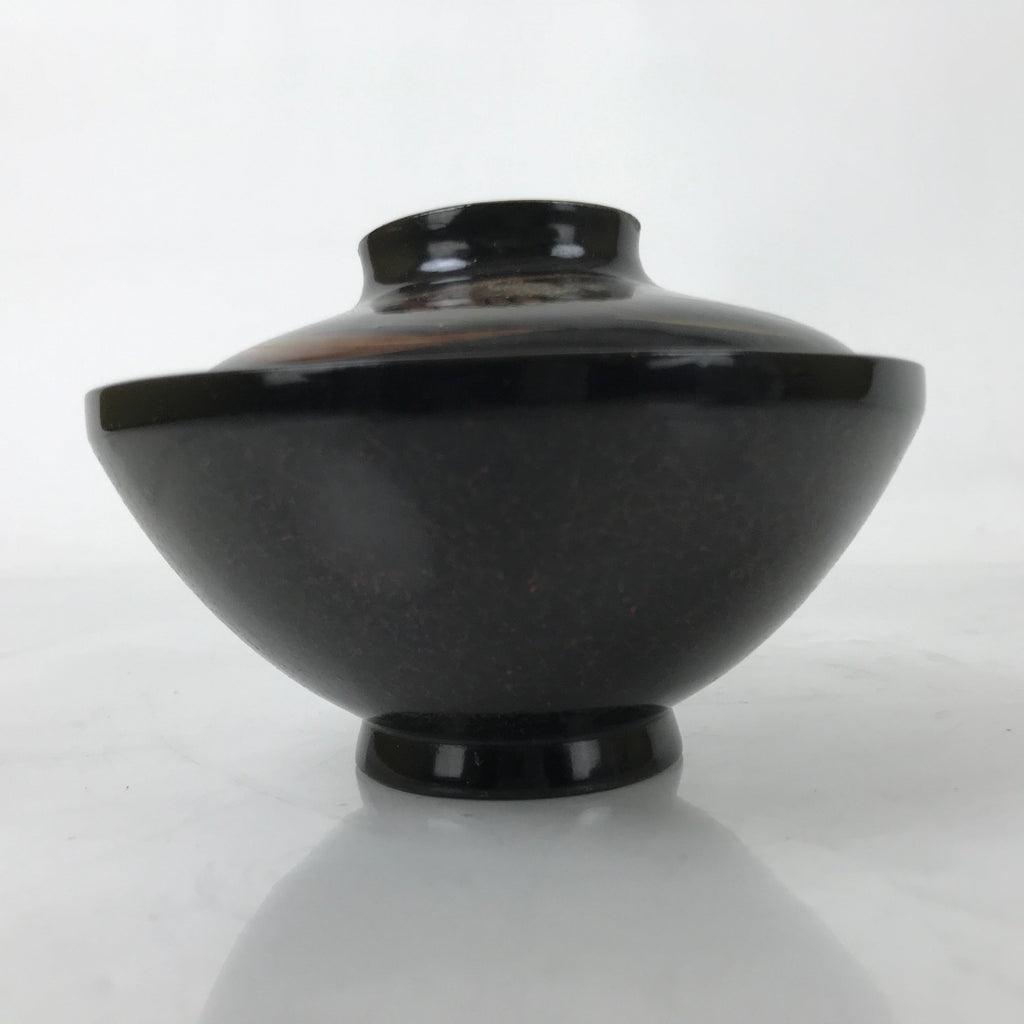 Japanese Lacquer Wood Lidded Bowl Nimonowan Vtg Makie Bird Black Gold LB122
