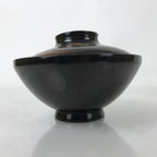 Japanese Lacquer Wood Lidded Bowl Nimonowan Vtg Makie Bird Black Gold LB122