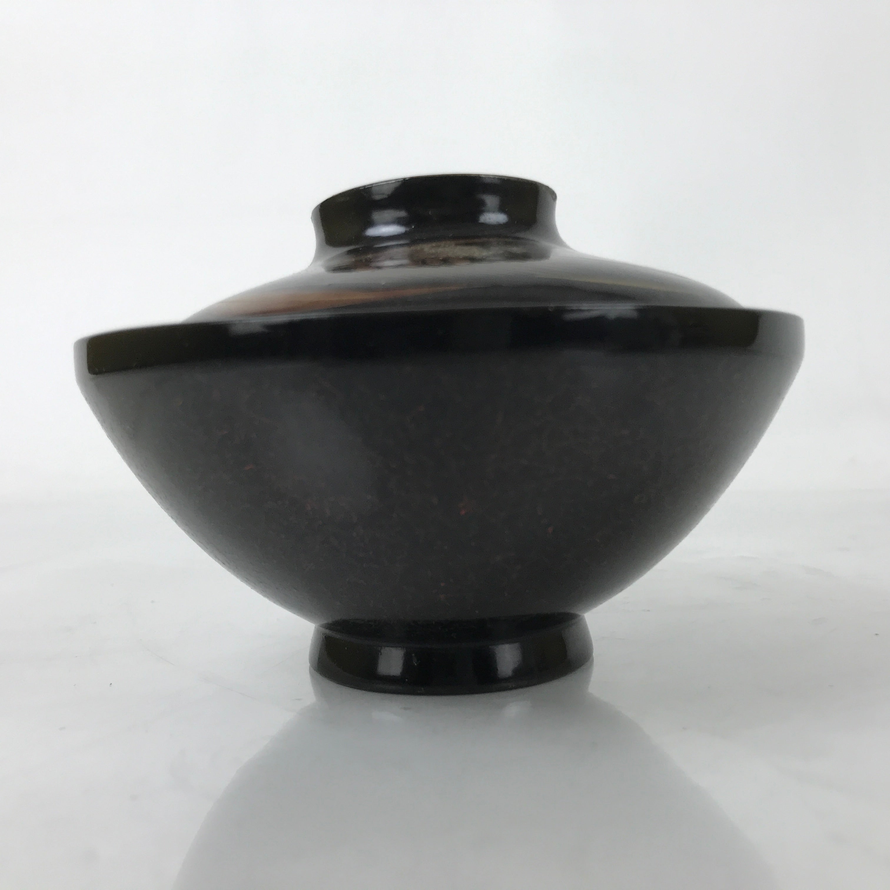 Japanese Lacquer Wood Lidded Bowl Nimonowan Vtg Makie Bird Black Gold LB122