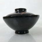Japanese Lacquer Wood Lidded Bowl Nimonowan Vtg Makie Bird Black Gold LB122