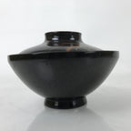 Japanese Lacquer Wood Lidded Bowl Nimonowan Vtg Makie Bird Black Gold LB122
