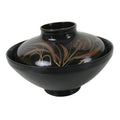 Japanese Lacquer Wood Lidded Bowl Nimonowan Vtg Makie Bird Black Gold LB122