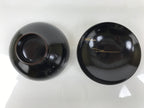 Japanese Lacquer Wood Lidded Bowl Owan Vtg Makie Black Gold Pinecone Needle LB17