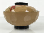 Japanese Lacquer Wood Lidded Bowl Owan Vtg Makie Dragonfly Black Brown Red LB166