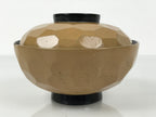 Japanese Lacquer Wood Lidded Bowl Owan Vtg Makie Dragonfly Black Brown Red LB166