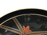 Japanese Lacquer Wood Lidded Bowl Owan Vtg Makie Dragonfly Black Brown Red LB166