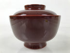 Japanese Lacquer Wood Lidded Rice Bowl Vtg Echizen-Nuri Round Brown Red LWB112
