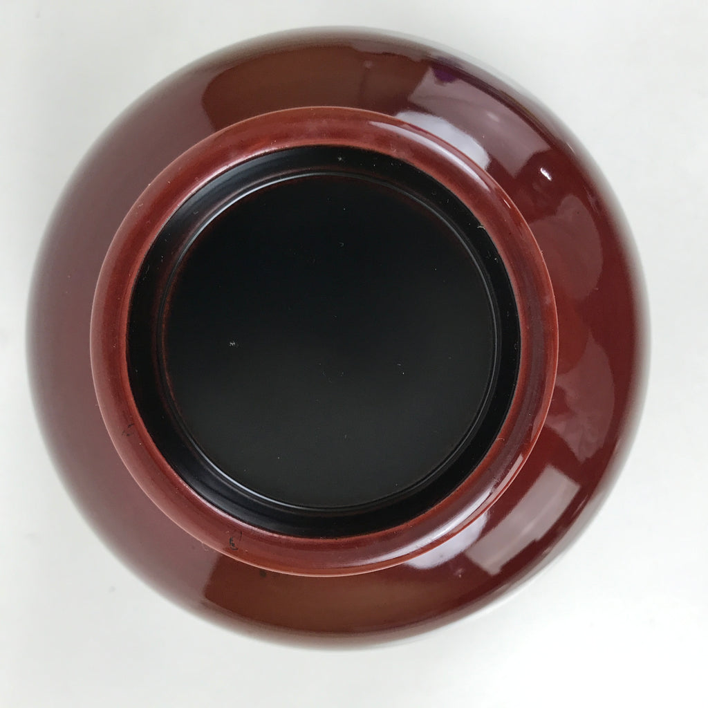 Japanese Lacquer Wood Lidded Rice Bowl Vtg Echizen-Nuri Round Brown Red LWB112