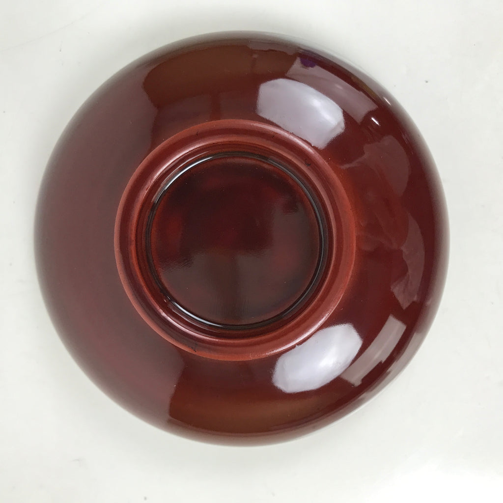 Japanese Lacquer Wood Lidded Rice Bowl Vtg Echizen-Nuri Round Brown Red LWB112