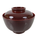 Japanese Lacquer Wood Lidded Rice Bowl Vtg Echizen-Nuri Round Brown Red LWB112