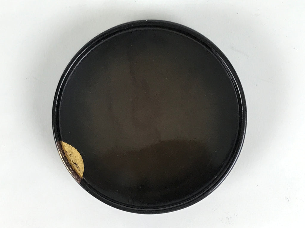 Japanese Lacquer Wood Lidded Small Kaiseki Bowl Makie Gold Dots Black Red L602