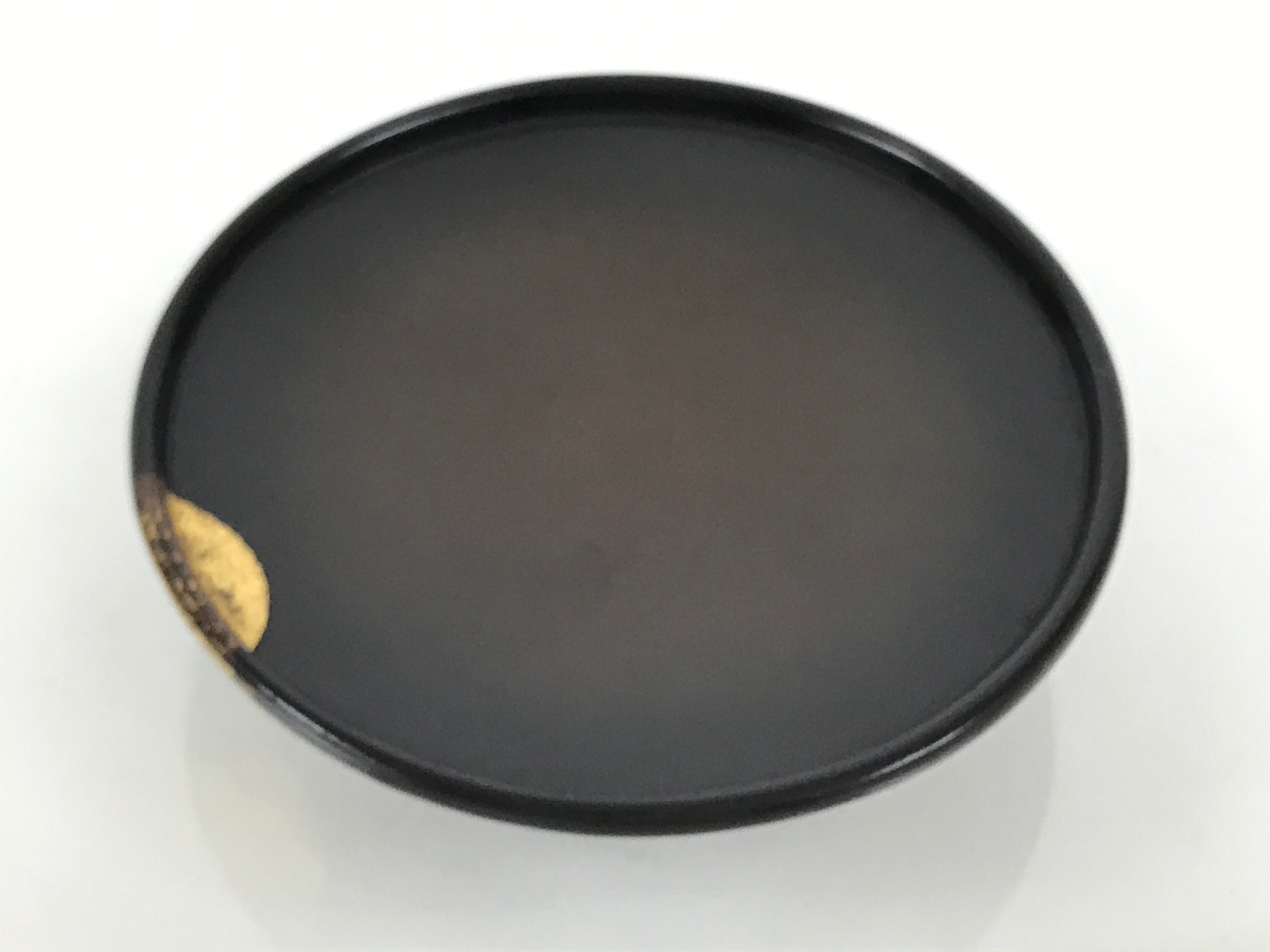 Japanese Lacquer Wood Lidded Small Kaiseki Bowl Makie Gold Dots Black Red L602