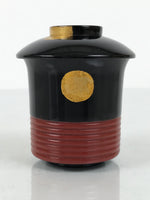 Japanese Lacquer Wood Lidded Small Kaiseki Bowl Makie Gold Dots Black Red L602