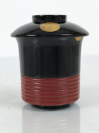 Japanese Lacquer Wood Lidded Small Kaiseki Bowl Makie Gold Dots Black Red L602