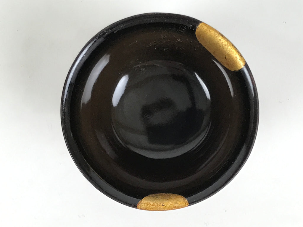 Japanese Lacquer Wood Lidded Small Kaiseki Bowl Makie Gold Dots Black Red L602