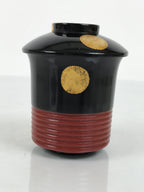 Japanese Lacquer Wood Lidded Small Kaiseki Bowl Makie Gold Dots Black Red L603