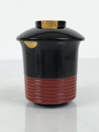 Japanese Lacquer Wood Lidded Small Kaiseki Bowl Makie Gold Dots Black Red L603