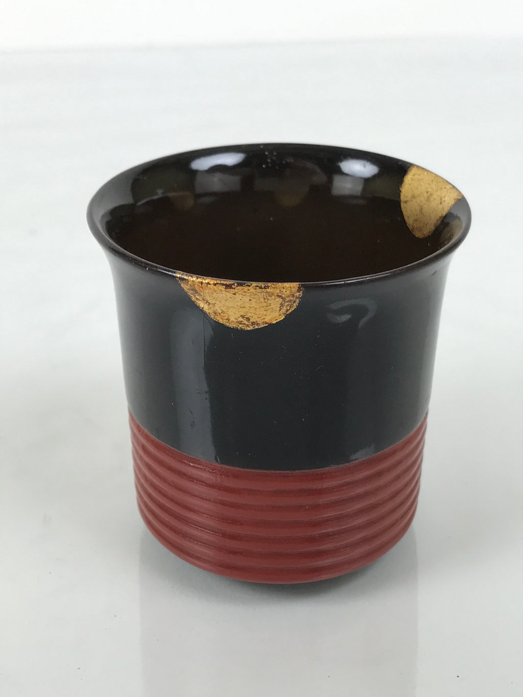 Japanese Lacquer Wood Lidded Small Kaiseki Bowl Makie Gold Dots Black Red L603