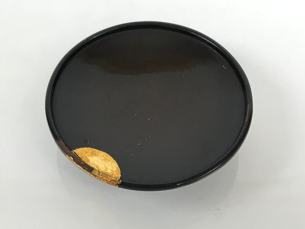 Japanese Lacquer Wood Lidded Small Kaiseki Bowl Makie Gold Dots Black Red L604