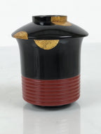 Japanese Lacquer Wood Lidded Small Kaiseki Bowl Makie Gold Dots Black Red L604