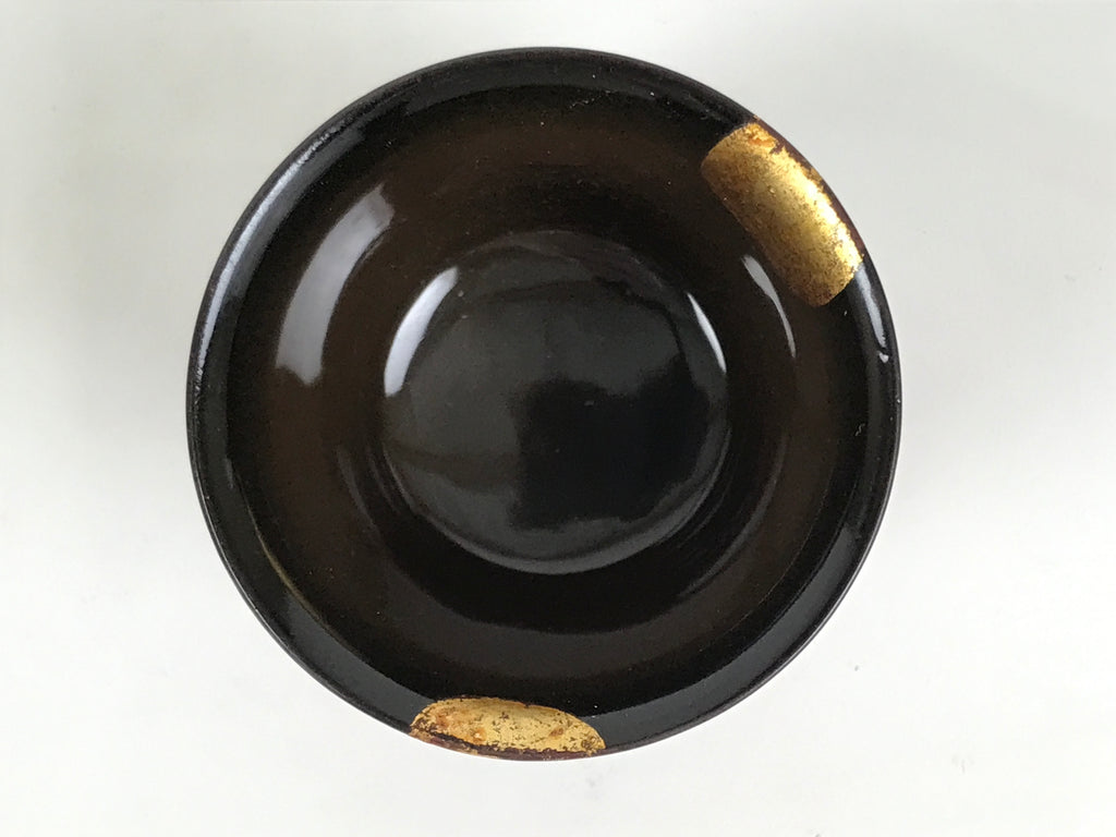 Japanese Lacquer Wood Lidded Small Kaiseki Bowl Makie Gold Dots Black Red L604