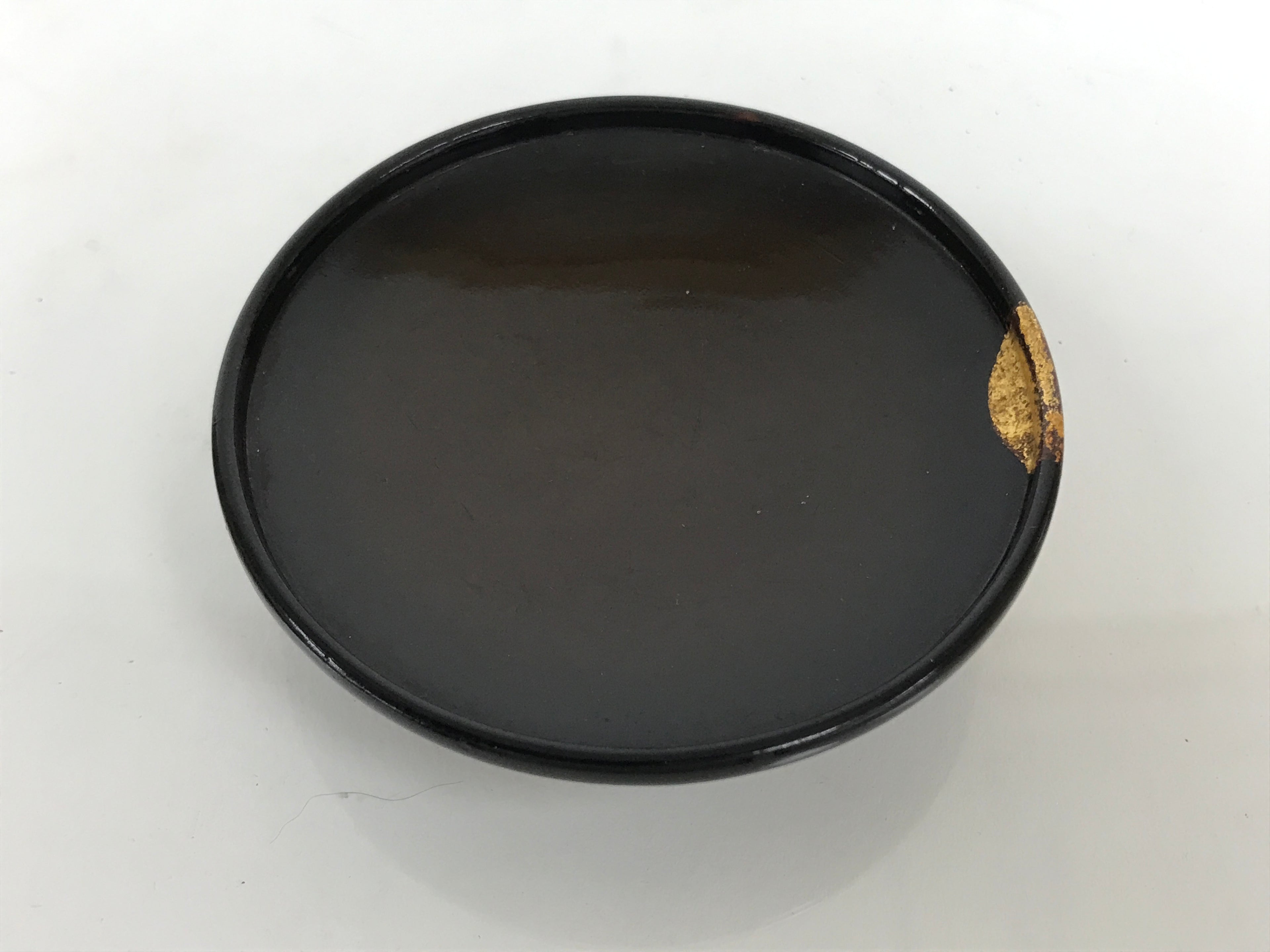 Japanese Lacquer Wood Lidded Small Kaiseki Bowl Makie Gold Dots Black Red L605