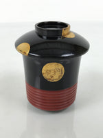 Japanese Lacquer Wood Lidded Small Kaiseki Bowl Makie Gold Dots Black Red L605