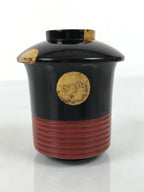 Japanese Lacquer Wood Lidded Small Kaiseki Bowl Makie Gold Dots Black Red L605