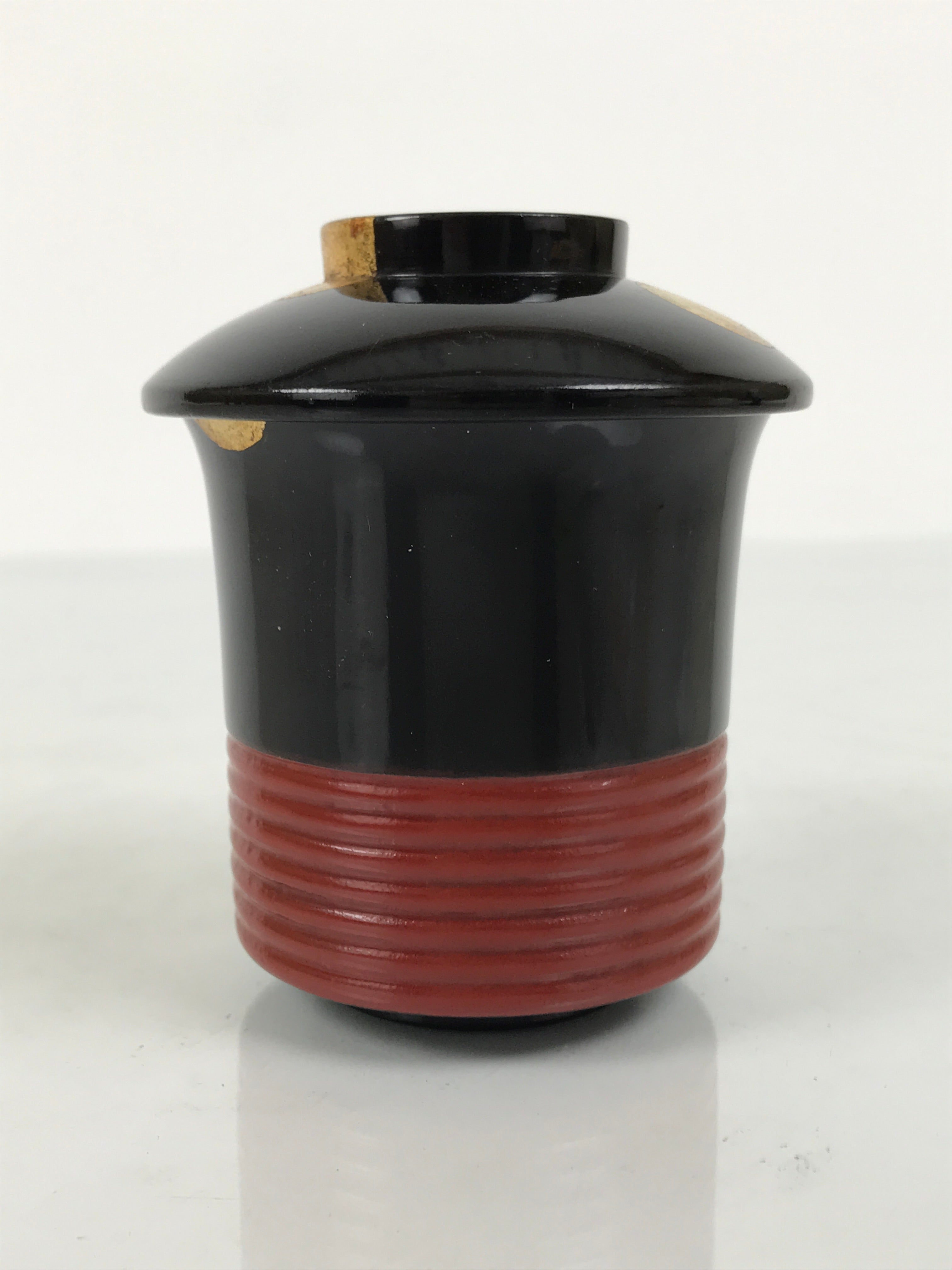 Japanese Lacquer Wood Lidded Small Kaiseki Bowl Makie Gold Dots Black Red L605