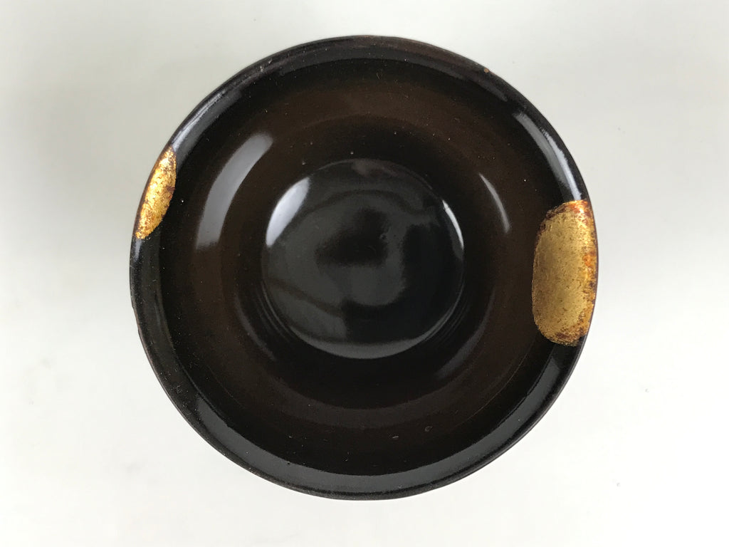 Japanese Lacquer Wood Lidded Small Kaiseki Bowl Makie Gold Dots Black Red L605