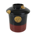 Japanese Lacquer Wood Lidded Small Kaiseki Bowl Makie Gold Dots Black Red L605