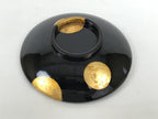 Japanese Lacquer Wood Lidded Small Kaiseki Bowl Makie Gold Dots Black Red L606