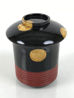 Japanese Lacquer Wood Lidded Small Kaiseki Bowl Makie Gold Dots Black Red L606