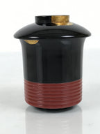 Japanese Lacquer Wood Lidded Small Kaiseki Bowl Makie Gold Dots Black Red L606